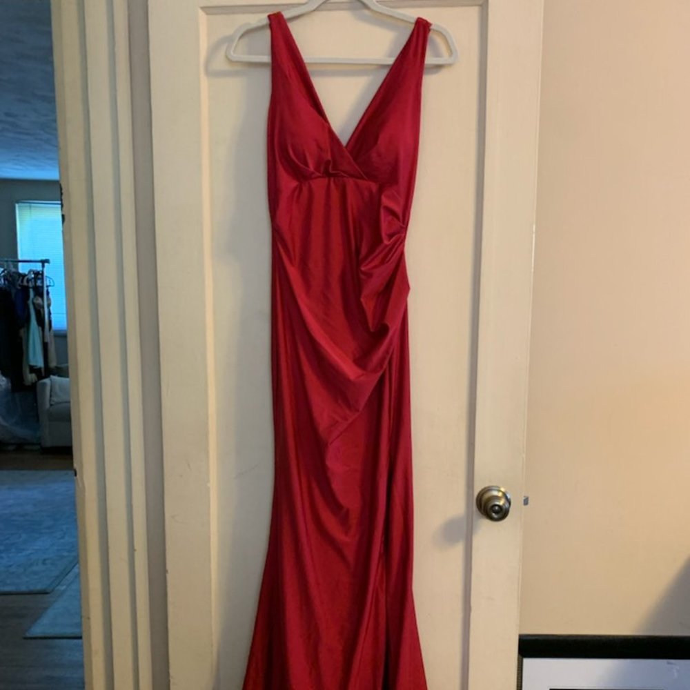 Make It Worth The Night Satin Maxi Dress - Wine